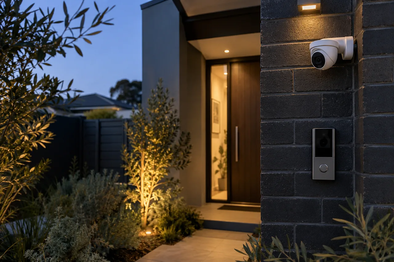security camera and video intercom at a home entrance